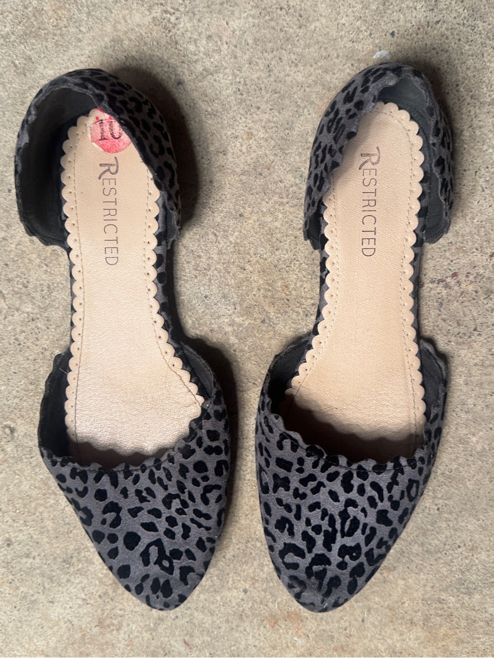 Restricted Grey Leopard D'Orsay Pointed Flats